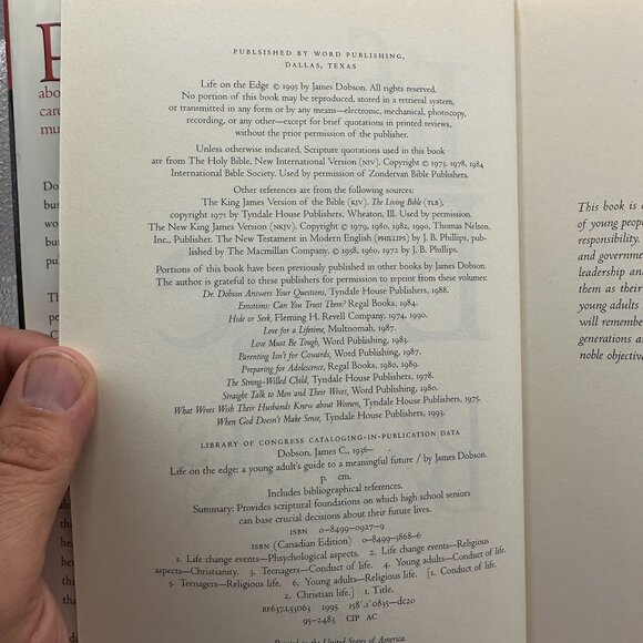 Life On The Edge: A Young Adults Guide To A Meaningful Future By Dr. James Dobso - Picture 5 of 5